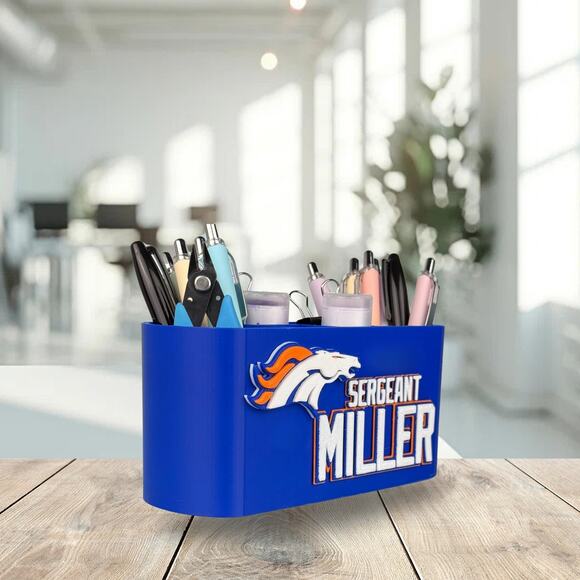 Personalized Denver Broncos Desk Organizer, Broncos Gift, Broncos Teacher Gift - Picture 5 of 10